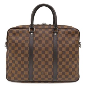 【★3％OFFクーポン】ルイヴィトン LOUIS VUITTON ビジネスバッグ ポルト ドキュマン ヴォワヤージュ ダミエキャンバス ダミエエベヌ×ブラック シルバー金具 ※付属品欠品 N41466 GI4165 【中古】中古品