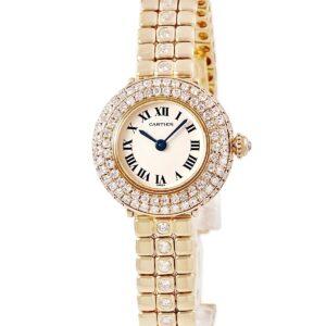 カルティエ Cartier クドレ コリゼ ウォッチ SM メーカーOH済 K18YG無垢 純正ダイヤ 青針 ローマン レディース 腕時計クオーツ シルバー 【中古】中古美品