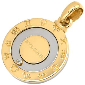 ブルガリ BVLGARI ペンダントトップ ホロスコープ イエローゴールド×シルバー 18K 750YG SS 星座 星占い 1Pダイヤ 【中古】中古美品