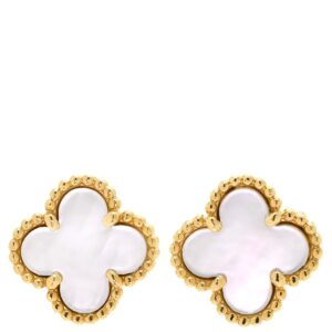 ヴァンクリーフアーペル Van Cleef & Arpels ピアス スウィート アルハンブラ パールホワイト×イエローゴールド 750 18K 18金 マザーオブパール VCARA44800 【中古】中古美品