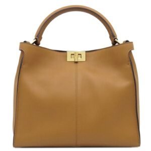 フェンディ FENDI 2WAYバッグ ピーカブー エックスライト レギュラー レザー ボア キャメル ゴールド金具 茶 ミディアム 8BN310 【保存袋】 【中古】