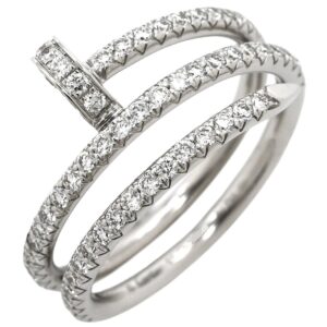 カルティエ Cartier リング 指輪 ジュストアンクル ダブル ダイヤ ホワイトゴールド #51(JP11) 18K 750 WG 11号 【箱】 【中古】