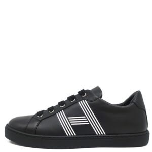 エルメス HERMES スニーカー アヴァンタージュ レザー ブラック #40.5 黒 白ロゴ バイアスH H201459Z 【保存袋】 【中古】