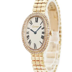 カルティエ Cartier ベニュワール SM 820911A6 OH済 K18YG無垢 純正ダイヤ オーバル ヴィンテージ レディース 腕時計手巻き シルバー 【中古】