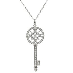 ティファニー Tiffany & Co ネックレス ビクトリア ラウンドキー ダイヤ ペンダント プラチナシルバー T＆Co. プラチナ 950 鍵モチーフ 【箱】 【中古】中古美品