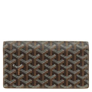 ゴヤール GOYARD 長財布 リシュリュー ウォレット レザー ゴヤールディンキャンバス ヴォーゼルカーフスキン ブラック×ブラウン シルバー金具 ヘリンボーン バイカラー 黒 茶 【中古】中古美品