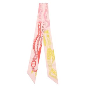 エルメス HERMES スカーフ ツイリー シルク ローズナークル×レッド×イエロー 新品 未使用 【ブックル エ マイヨン】 H064367S 【箱】 【中古】未使用保管品