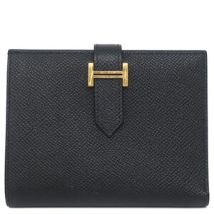 エルメス HERMES 二つ折り財布 ベアンコンパクト ヴォーエプソン ブラック ゴールド金具 黒 2025年製 K 【箱】 【中古】