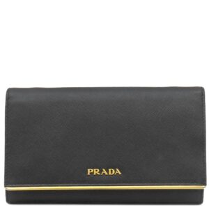 プラダ PRADA チェーンウォレット サフィアーノ メタル ショルダー ウォレット レザー NERO ゴールド金具 黒 SAFFIANO METAL 1M1437 【箱】 【中古】