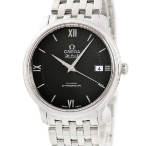 オメガ OMEGA デ ヴィル プレステージ コーアクシャル 424.10.37.20.01.001 OH済 デイト 黒 ローマン バー メンズ 腕時計自動巻き ブラック 【中古】