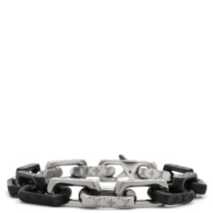 ルイヴィトン LOUIS VUITTON ブレスレット モノグラム チェーン ステンレススチール シルバー×ブラック L 黒 シルバー ツートン M00687 LE0233 【中古】