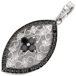 ペンダントトップ ダイヤ ブラックダイヤ 0.45ct 0.10ct ブラック×ホワイトゴールド 黒 18金 18K 750 WG フィリグリーデザイン フラワー 【中古】中古品