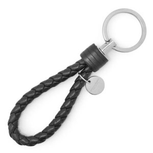 ボッテガヴェネタ BOTTEGA VENETA キーリング イントレチャート キーリング レザー ブラック シルバー金具 黒 編み込み 【中古】中古美品