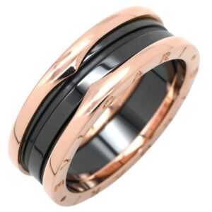 ブルガリ BVLGARI リング 指輪 ビーゼロワン B-zero1 2バンド ブラック×ピンクゴールド #68 黒セラミック Au750 18K 27号 【中古】新品同様品