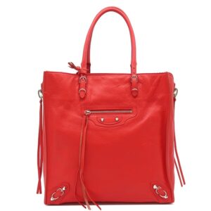 バレンシアガ BALENCIAGA トートバッグ ペーパー トート レザー レッド シルバー金具 赤 A5 357330 【中古】中古美品