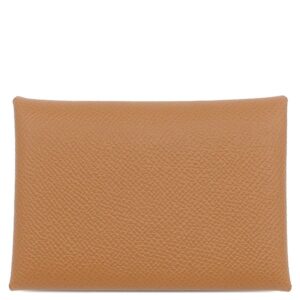 エルメス HERMES カードケース カルヴィ デュオ ヴォーエプソン ゴールド シルバー金具 新品 未使用 茶 フラグメントケース 2026年製 G 【箱】 【中古】未使用保管品