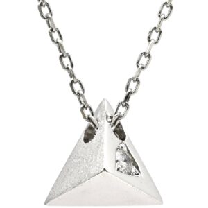 ネックレス ダイヤ ペンダント プラチナシルバー プラチナム 1P 1石 1粒 ピラミッド トライアングル 三角 【中古】中古美品