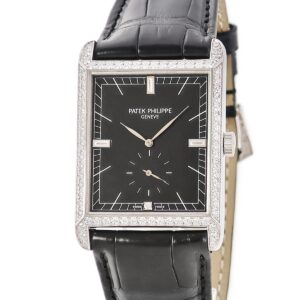 パテックフィリップ PATEK PHILIPPE ゴンドーロ 5112G-001 K18WG無垢 純正ダイヤ ブラック 黒 スモールセコンド メンズ 腕時計手巻き ブラック 【中古】