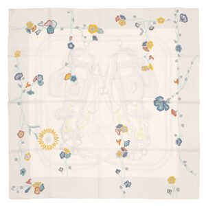 エルメス HERMES スカーフ カレ90 CARRE シルク ホワイト×ライトグレー×マルチカラー 【BRIDES DE GALA/ブリッド ドゥ ガラ】 【箱】 【中古】