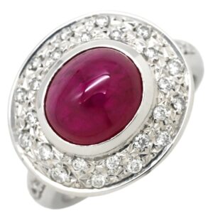 タサキ TASAKI リング 指輪 ルビー ダイヤ レッド×プラチナシルバー 赤 TASAKI プラチナ900 オーバルカボションカット 10号 【中古】中古美品