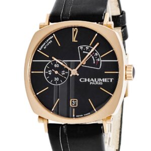 ショーメ CHAUMET ダンディ パワーリザーブインジケーター W11884-25B K18PG無垢 ブラック デイト 限定 メンズ 腕時計手巻き ブラック 【中古】中古美品