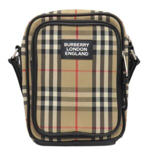 バーバリー Burberry ショルダーバッグ ヴィンテージ チェック クロスボディ バッグ コットン レザー アーカイブベージュ シルバー金具 黒 赤 斜め掛け 8023381 【中古】