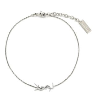 サンローラン SAINT LAURENT ブレスレット YSL ロゴ メタル シルバー チェーンブレス 【中古】