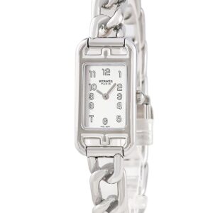 エルメス HERMES ナンタケット NA2.110.220 シルバー アラビア 角型 チェーンブレス レディース 腕時計クオーツ シルバー 【中古】