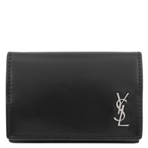 サンローラン SAINT LAURENT 三つ折り財布 YSL ロゴ コンパクト ウォレット レザー ブラック シルバー金具 黒 3つ折り ミニ財布 685656 【箱】 【中古】中古美品