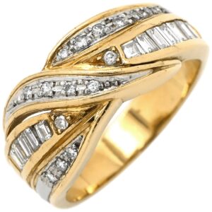 リング 指輪 ダイヤ 0.43ct イエローゴールド×プラチナシルバー K18YG×PT900 Au750 18K コンビ クロスオーバーリング 12.5号 【中古】中古品