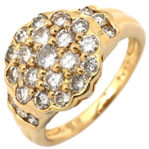 リング 指輪 ダイヤモンド 1.50ct イエローゴールド Au750 18K 18金 YG ラージフラワーモチーフ 花 11号 【中古】中古美品