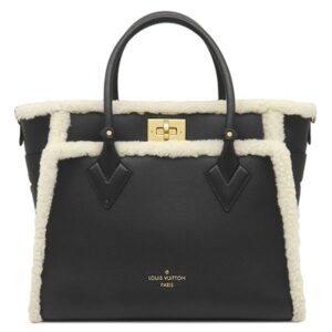【★3％OFFクーポン】ルイヴィトン LOUIS VUITTON 2WAYバッグ オンマイサイド MM レザー シアリング ブラック×ホワイト ゴールド金具 黒 白 ファー ベルベット M58908 RFID 【中古】中古美品