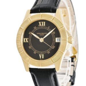 パテックフィリップ PATEK PHILIPPE ネプチューン 5081J-001 OH済 K18YG無垢 黒 デイト ローマン Neptune メンズ 腕時計自動巻き ブラック 【中古】