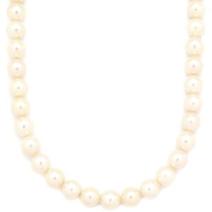 ネックレス 7mm パール ペンダント パールホワイト 真珠 アコヤ ホワイト 白 silver 42cm 一連 ワンタッチ クラスプ 花形 【中古】中古美品
