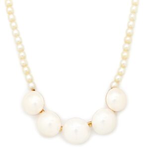 タサキ TASAKI ネックレス マベパール パールホワイト×イエローゴールド Au750 18K 18金 真珠 5P 5粒 グラデーション ライン アーチ 【中古】中古美品