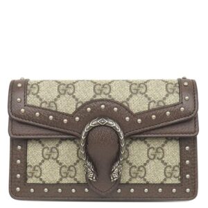 グッチ GUCCI ショルダーバッグ ディオニュソス スーパーミニバッグ GGスプリームキャンバス レザー ベージュ×ブラウン ガンメタル金具 タイガーヘッド 476432 【中古】未使用保管品