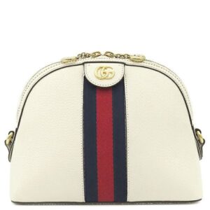 グッチ GUCCI ショルダーバッグ オフィディア スモール ショルダーバッグ レザー アイボリー ゴールド金具 紺 赤 白 GG 499621 【中古】