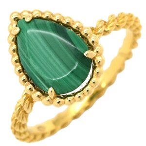 ブシュロン BOUCHERON リング 指輪 セルパンボエム グリーン×イエローゴールド #49 Au750 18K 18金 マライカイト 緑 孔雀石 雫 ドロップ型 9号 JRG02795 【中古】