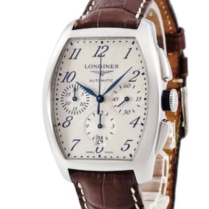 ロンジン LONGINES エヴィデンツァ L2.643.4.73.2 クロノグラフ デイト ギョウシェ 青針 トノー メンズ 腕時計自動巻き シルバー 【中古】中古美品