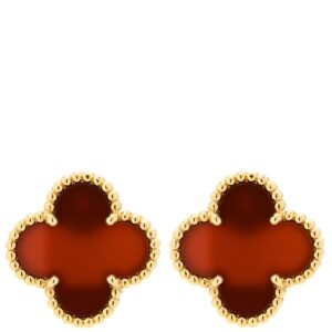 ヴァンクリーフアーペル Van Cleef & Arpels ピアス ヴィンテージ アルハンブラ レッド×イエローゴールド 赤 750 18K 18金 カーネリアン 紅玉髄 VCARD40400 【中古】中古美品