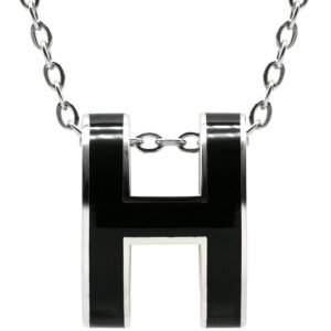 エルメス HERMES ネックレス ポップアッシュ ペンダント メタル ラッカー ブラック×シルバー 黒 Hモチーフ POP H SV金具 【中古】