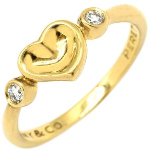 ティファニー Tiffany & Co リング 指輪 フルハート イエローゴールド T＆Co. エルサ ペレッティ ダイヤ 2P 2粒 Au750 18K 18金 11号 【中古】