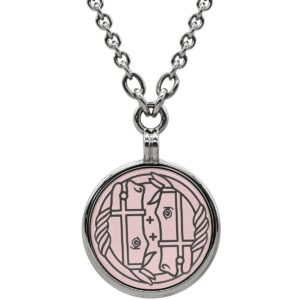 エルメス HERMES ネックレス メダイユ カトリージュ PM メタル ラッカー ピンクXシルバー 【箱】 【中古】