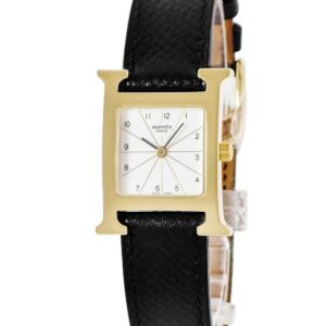 エルメス HERMES Hウォッチ PM HH1.201 HH1.201.130/SNO イエローGP ホワイト アラビア H型 スクエア レディース 腕時計クオーツ ホワイト 【中古】中古美品