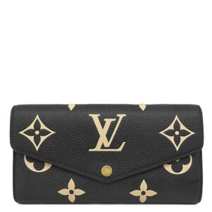 【★3％OFFクーポン】ルイヴィトン LOUIS VUITTON 長財布 ポルトフォイユ サラ モノグラムアンプラント ブラック×ベージュ ゴールド金具 フラップ M80496 RFID不明 【箱】 【中古】中古美品