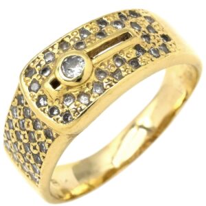 リング 指輪 ダイヤ 0.50ct イエローゴールド 18K Au750 YG デザインリング 17.5号 【中古】中古品