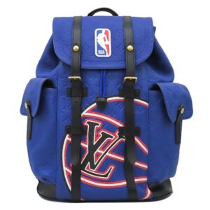 ルイヴィトン LOUIS VUITTON リュック・デイパック クリストファー MM レザー トリヨンレザー ブルー ゴールド金具 NBAコラボ LV バスケットボール M21104 RFID 【中古】