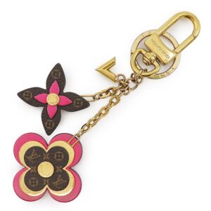 ルイヴィトン LOUIS VUITTON キーリング キーホルダー ブルーミング フラワー モノグラムキャンバス レザー メタル モノグラム×ピンク ゴールド金具 バッグチャーム 花 M63084 OB3274 【箱】 【中古】中古品