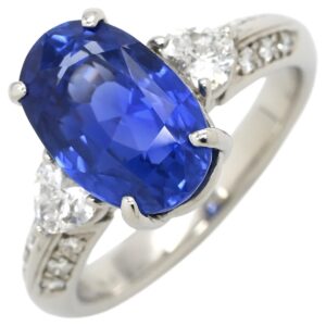 タサキ TASAKI リング 指輪 サファイア ダイヤ 非加熱 スリランカ産 コーンフラワー ブルー×プラチナシルバー 青 TASAKI プラチナ900 オーバル 14号 【中古】中古美品