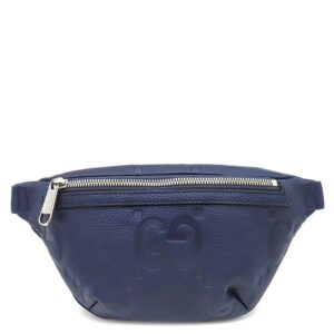 グッチ GUCCI ボディバッグ ジャンボGG ベルトバッグ レザー GGエンボスレザー ネイビー シルバー金具 ウエストバッグ 紺 658582 【保存袋】 【中古】新品同様品